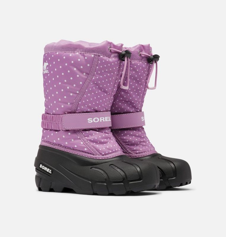 Kids Snow Boots Purple/Black - Sorel Childrens Flurry™ Print - 950-VAHWLO